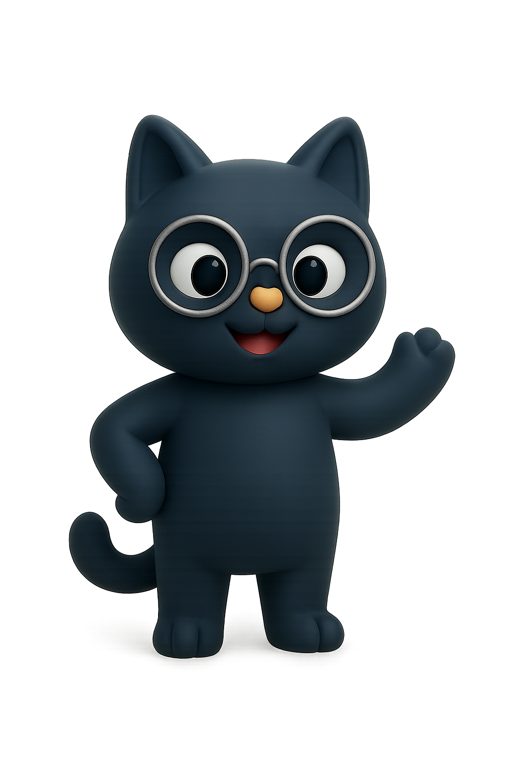 Black cat mascot waving
